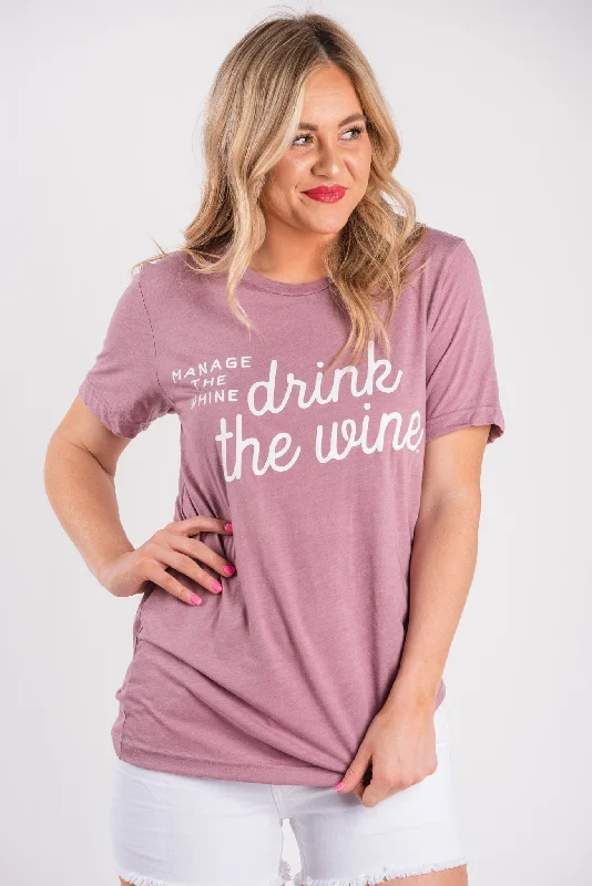 Manage the whine, drink the wine unisex short sleeve t-shirt orchid Chenille Brocade Lace