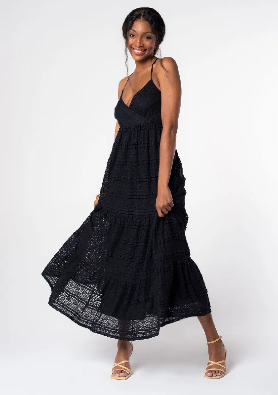 New Romance Lace Maxi Dress Stylish Pleated A-Line Maxi Dress