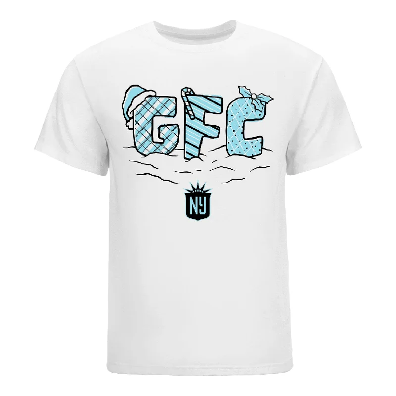 Unisex NJ/NY Gotham FC Holiday White Tee Basic T-Shirt Crew Neck Short Sleeve