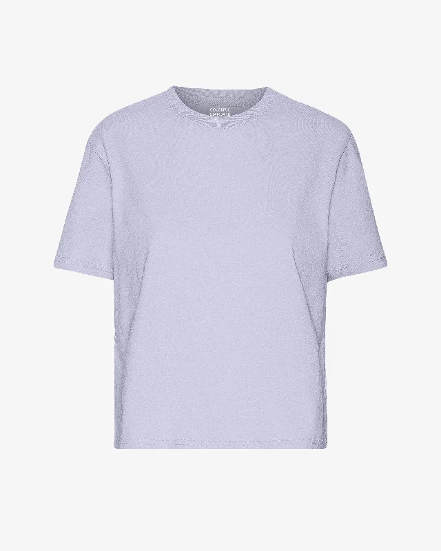 Organic Boxy Crop Tee - Soft Lavender Terry Blend Velvet Blend Canvas Blend