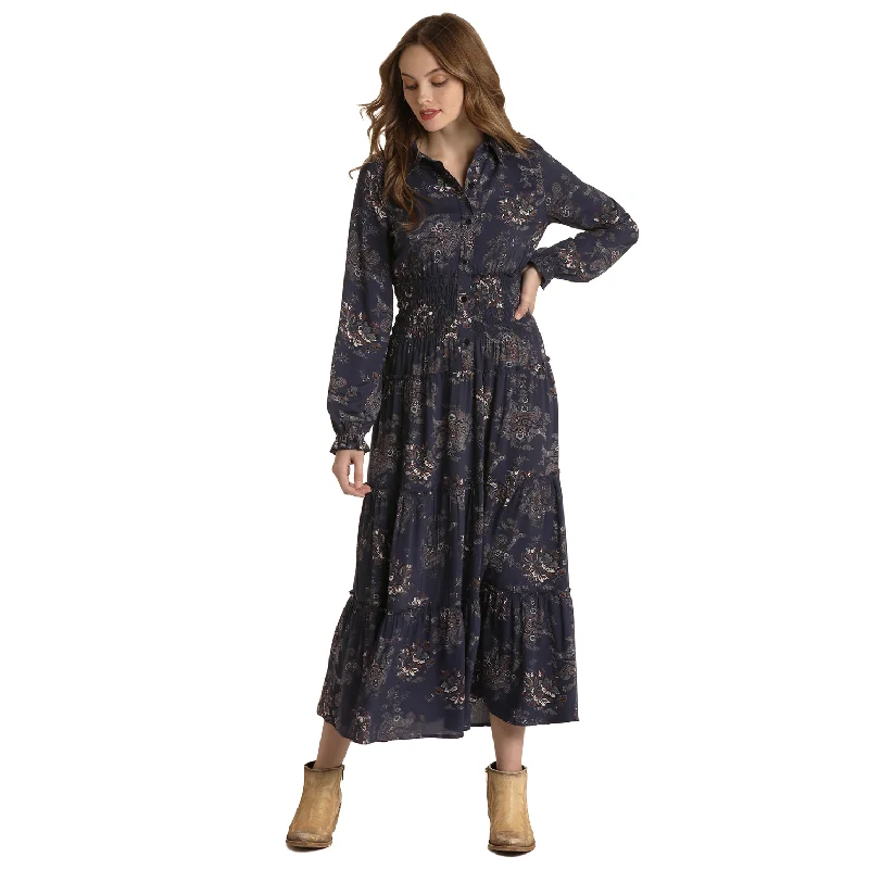 Panhandle® Ladies Paisley Print Navy Maxi Dress WLWRD2R01K-42 Classic Tulle Maxi Dress