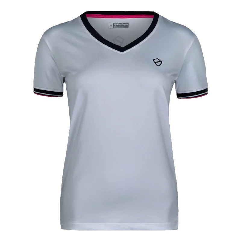 Play Brave Womens Tour Tee - White - Medium - RRP £49.99 Graphic T-Shirt Round Neck Polyester