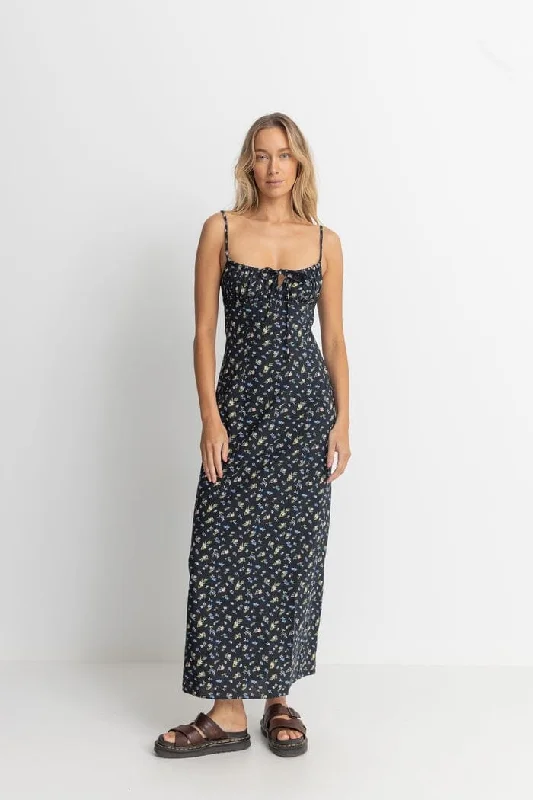 Rhythm Fleur Floral Gathered Maxi Dress Cozy Wrap Maxi Dress