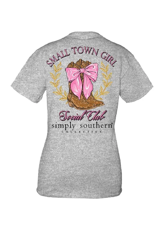 Simply Southern Plus Size Small Town Girl T-Shirt for Women in Heather Grey | EXT-SS-SMALLTOWN-HTHRGRY Wool Fabric Cashmere Fabric Tweed Fabric