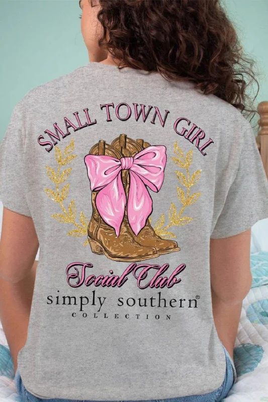 Simply Southern Small Town Girl T-Shirt for Women in Heather Grey | SS-SMALLTOWN-HTHRGRY Chenille Brocade Lace