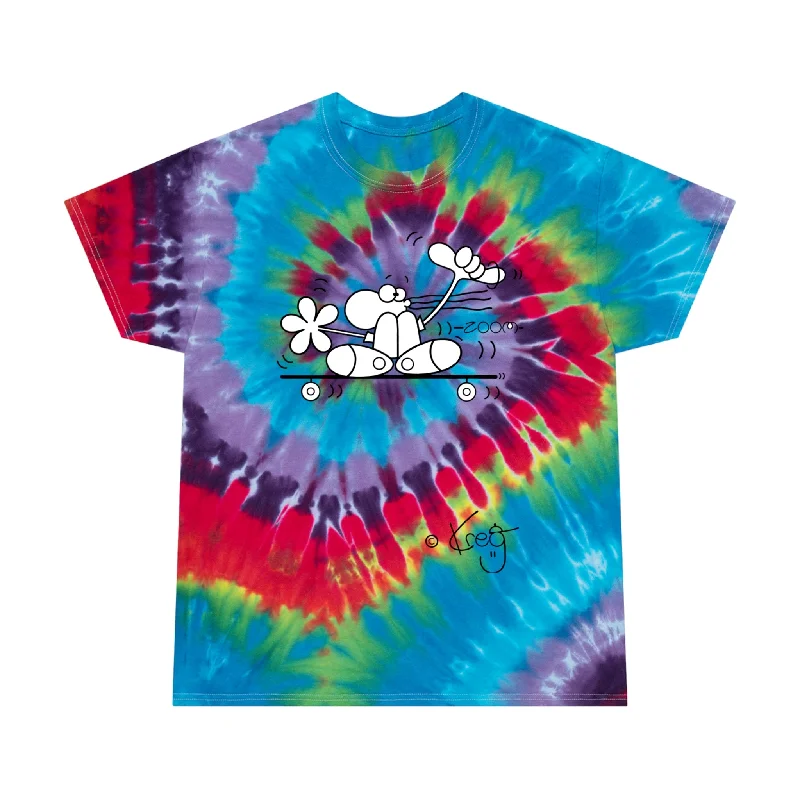 Skateboarder Dude Tie-Dye Tee, Spiral Terry Blend Velvet Blend Canvas Blend