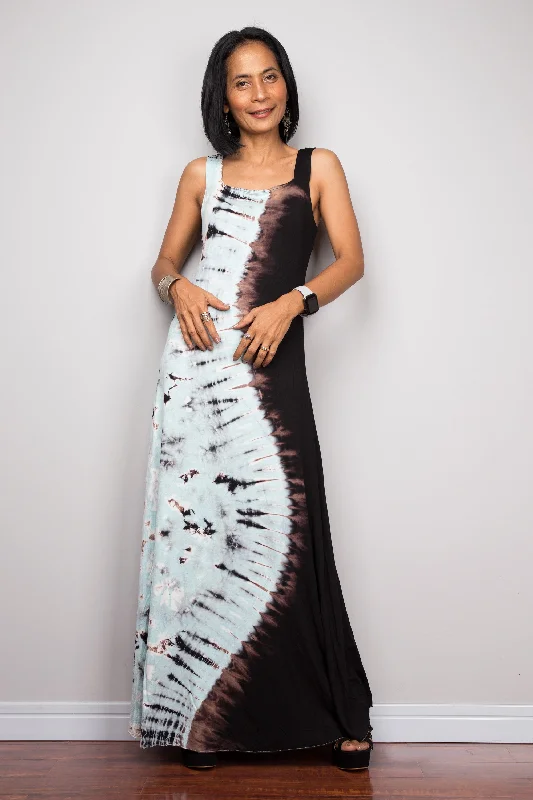 Sleeveless Tie Dye Maxi Dress Elegant Tiered Maxi Dress