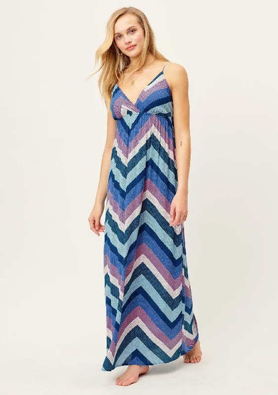 Summer Stripes Flattering Maxi Dress Stylish One-Shoulder Maxi Dress