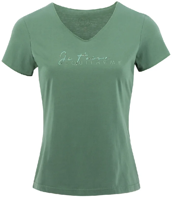 T-SHIRT EQUITHEME "RÉHANE" VERT SAUGE Mesh Canvas Denim