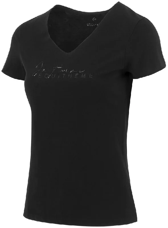 T-SHIRT EQUITHEME "RÉHANE"NOIR Graphic Embroidered Appliqued