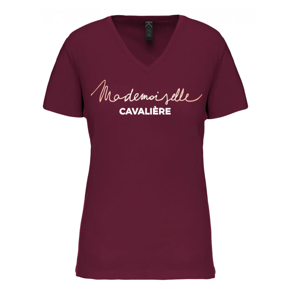 T-SHIRT MADEMOISELLE CAVALIERE BORDEAUX Asymmetrical Pockets Print