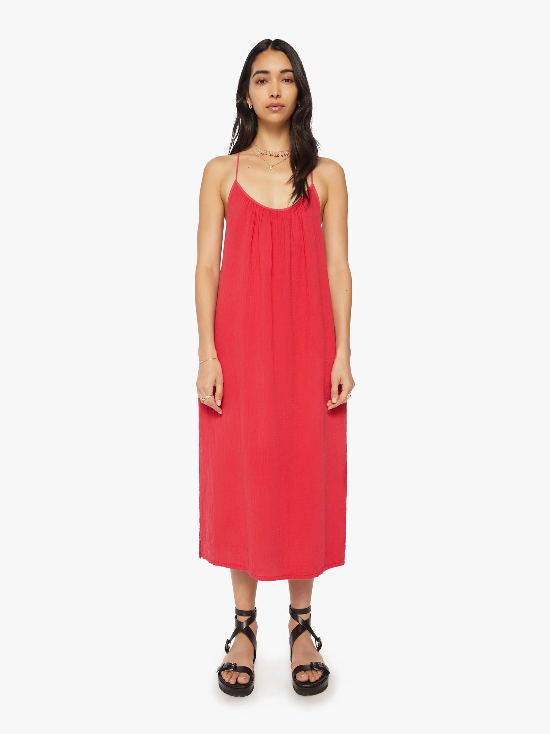 TALIA Racerback Maxi Dress in Scarlet Fashionable Asymmetrical Maxi Dress