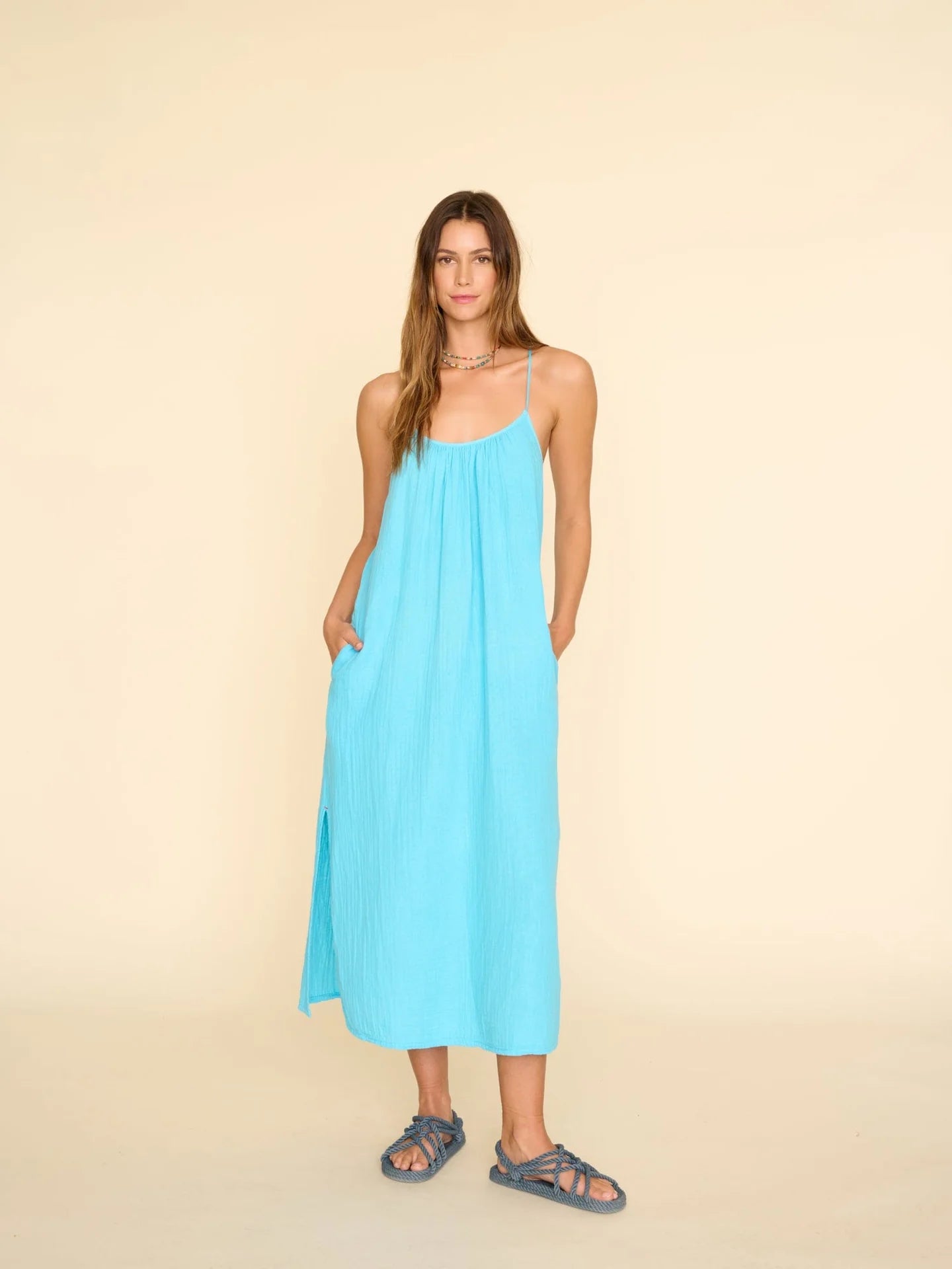 TALIA Racerback Maxi Dress in Sea Star Fashionable Chiffon Tiered Maxi Dress