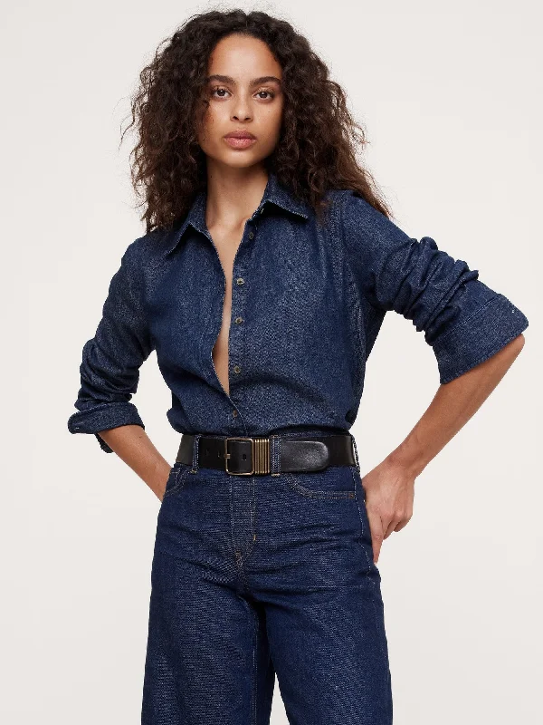 The Oversized Denim Shirt Spandex Blend Rayon Blend Denim Blend