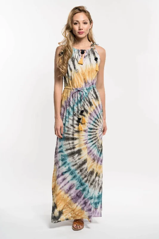 Tie-Dye Festival Maxi Dress Elegant Floral Maxi Dress