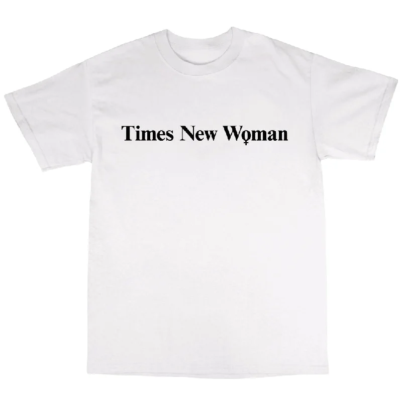 Times New Woman - White T-Shirt Houndstooth Herringbone Solid