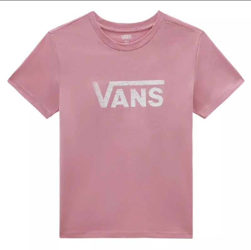 VANS Ladies Drop V Tee -PINK Houndstooth Herringbone Solid