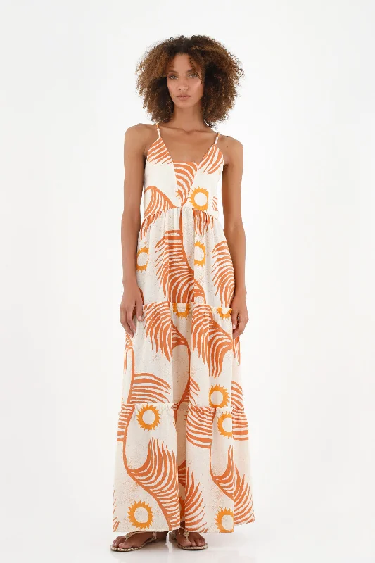 Women's Printed Maxi Dress Cozy Maxi Dress with Slit