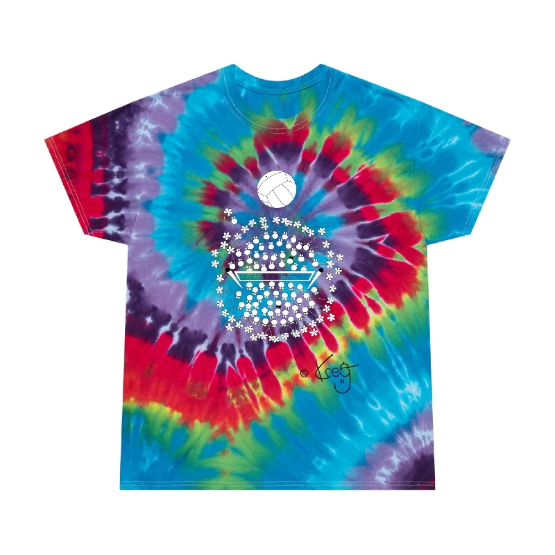 Volleyball Fun,Tie-Dye Tee, Spiral Basic T-Shirt Crew Neck Short Sleeve