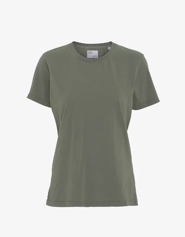 Women Light Organic Tee - Dusty Olive Fitted T-Shirt Seamless Stretchy