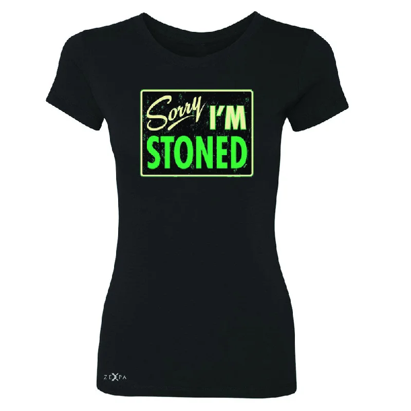 Zexpa Apparel™ I'm Stoned Weed Smoker Women's T-shirt Fun Tee Elasticated Padded Insulated