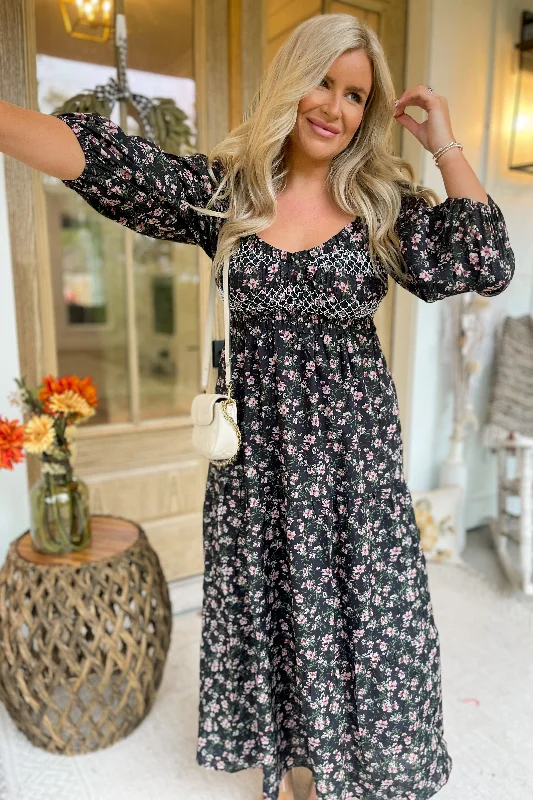 Brandi Bubble Sleeve Printed Maxi Dress *FINAL SALE* Fashionable Chiffon Maxi Dress