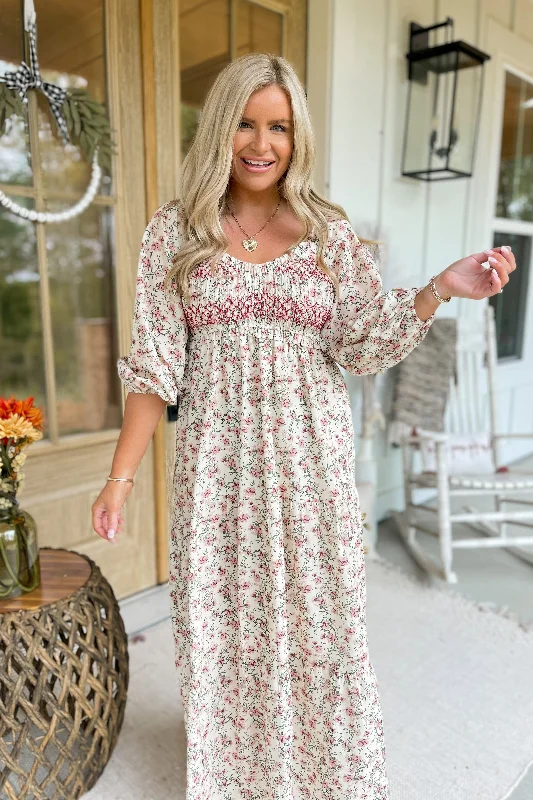 Brandi Bubble Sleeve Printed Maxi Dress *FINAL SALE* Fashionable Off-Shoulder Maxi Dress