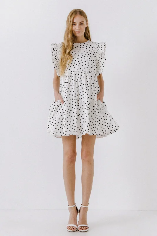 English Factory - Dot Print Mini Dress Elegant Tulle Mini Dress