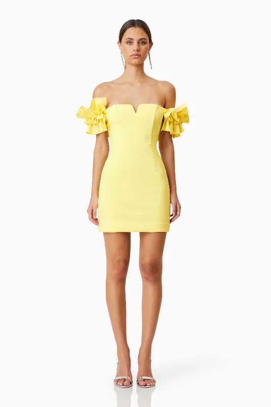 Elliatt Nola Mini Dress - Yellow Comfortable Bodycon Mini Dress