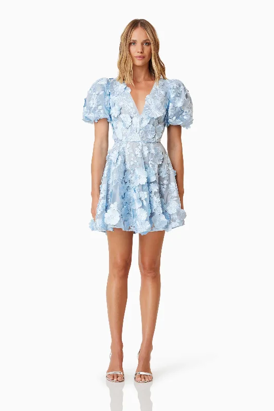 Elliatt Selene Mini Dress - Blue Cozy Satin Mini Dress