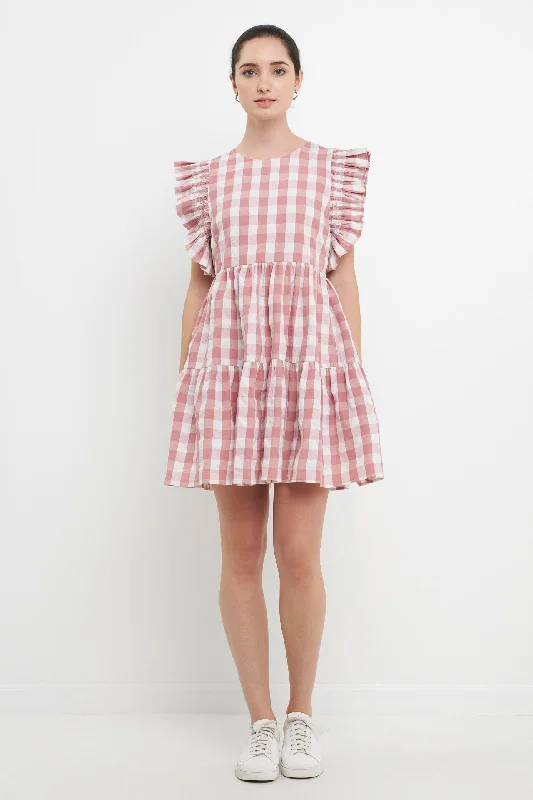 English Factory - Gingham Mini Dress Comfortable Bodycon Mini Dress