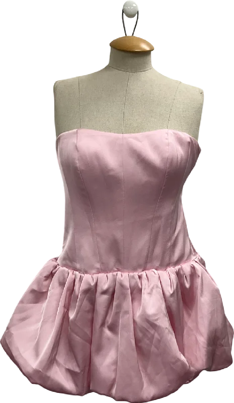 Oh Polly Pink Fabiola Lace Up Bubble Hem Corset Mini Dress UK 10 Classic Striped Mini Dress