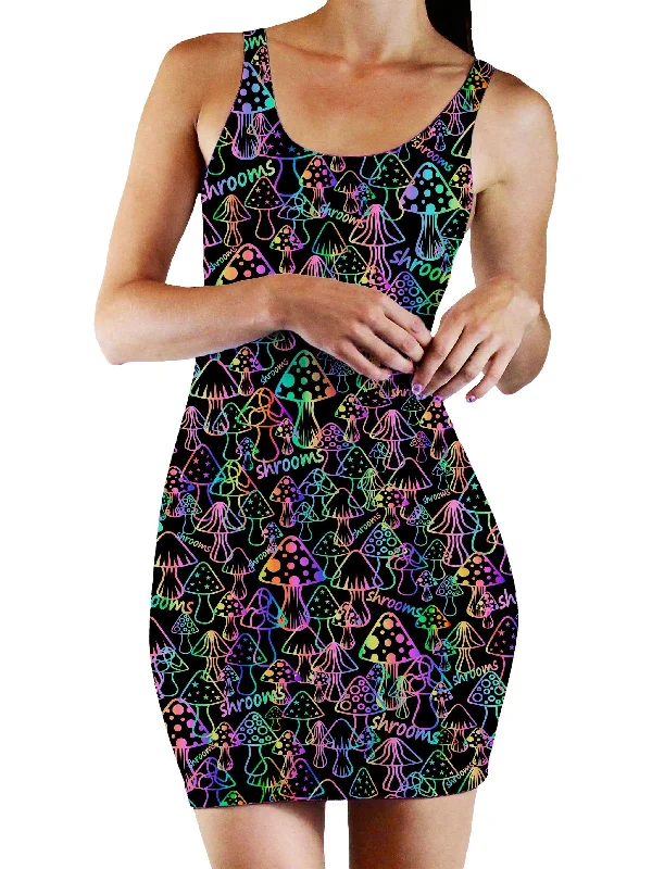 Psychedelic Shrooms Bodycon Mini Dress Elegant Satin Mini Dress