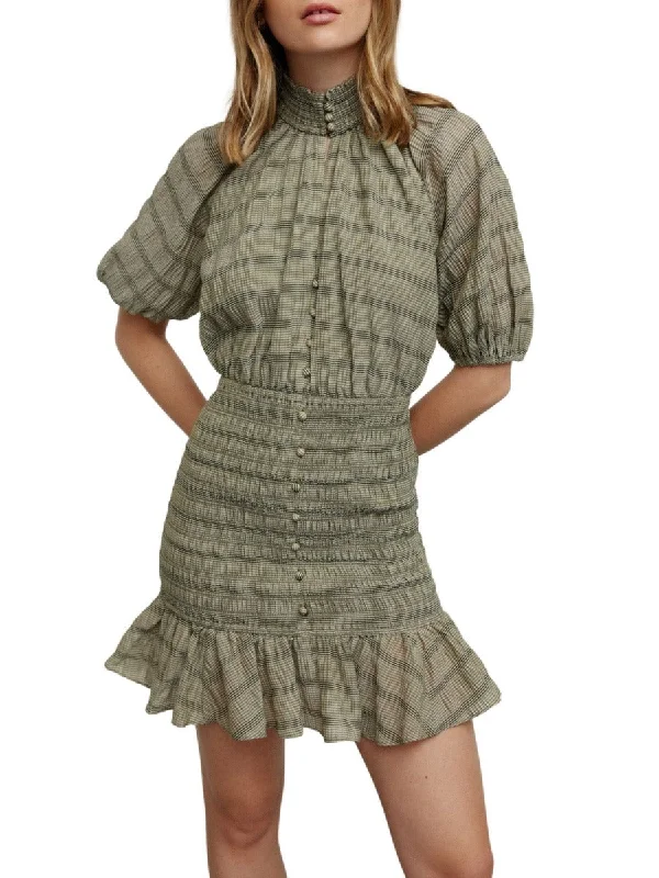 Sophie Mini Dress Fern Check Cozy Long Sleeve Mini Dress