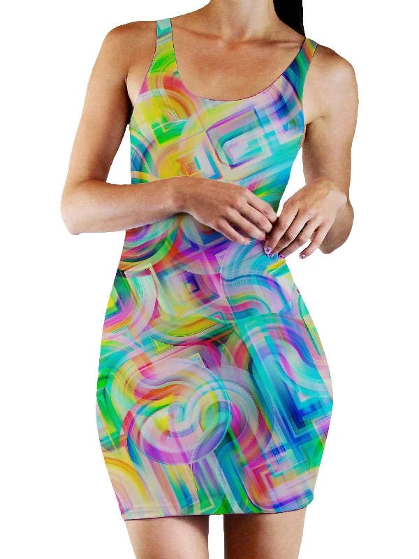 Tropical Nectar Bodycon Mini Dress Elegant Mini Dress with Pleats