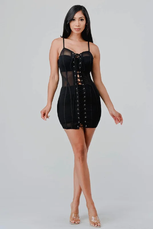 Calling The Shots Mini Dress - Black Elegant Vintage Mini Dress